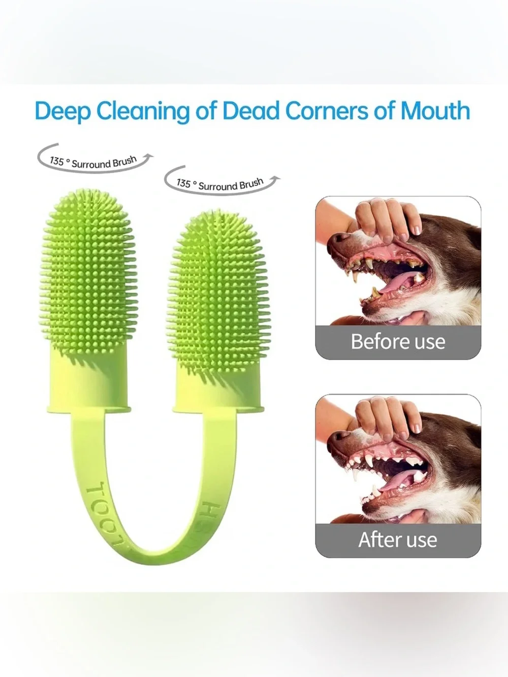 😁 Lot 4 pet Toothbrush Surround Bristles Teeth Cleaning Double finger NIP pink